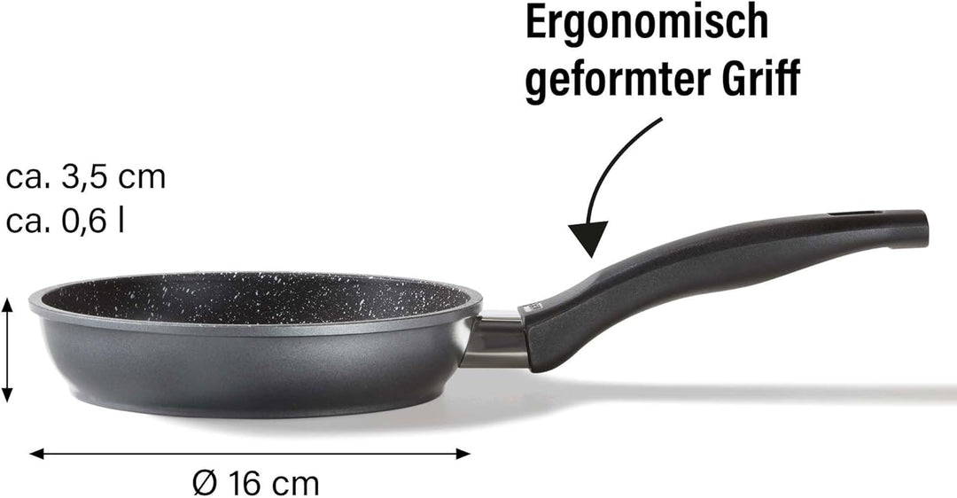 STONELINE® Bratpfanne 16 cm, auch für öl-und fettfreies Braten, kratzfeste Antihaftbeschichtung mit