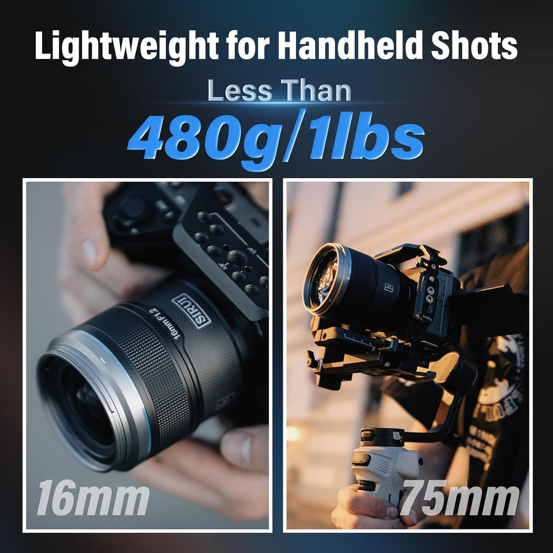 SIRUI Sniper 16mm, 75mm Autofokus-Objektiv-Set, F1.2 Weitwinkel APS-C Kameraobjektiv, E Mount Objekt