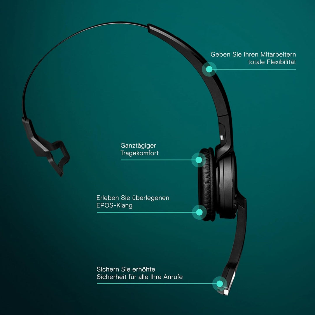 EPOS Impact SDW 10 HS Kabelloses DECT-Headset für Bürofachleute, Überlegene Klangqualität, Bequemes