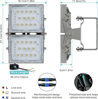 60W LED Flutlicht Aussen, 5400LM Superhell LED Fluter Flutlicht Aussenstrahler, IP65 Wasserfest, 500