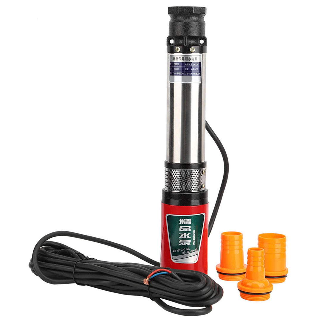 DC 12V Unterwasserpumpe, Tiefbrunnen Tauchpumpe Einseitig Saugende Wasserpumpe mit 2PI10 Meter Kabel