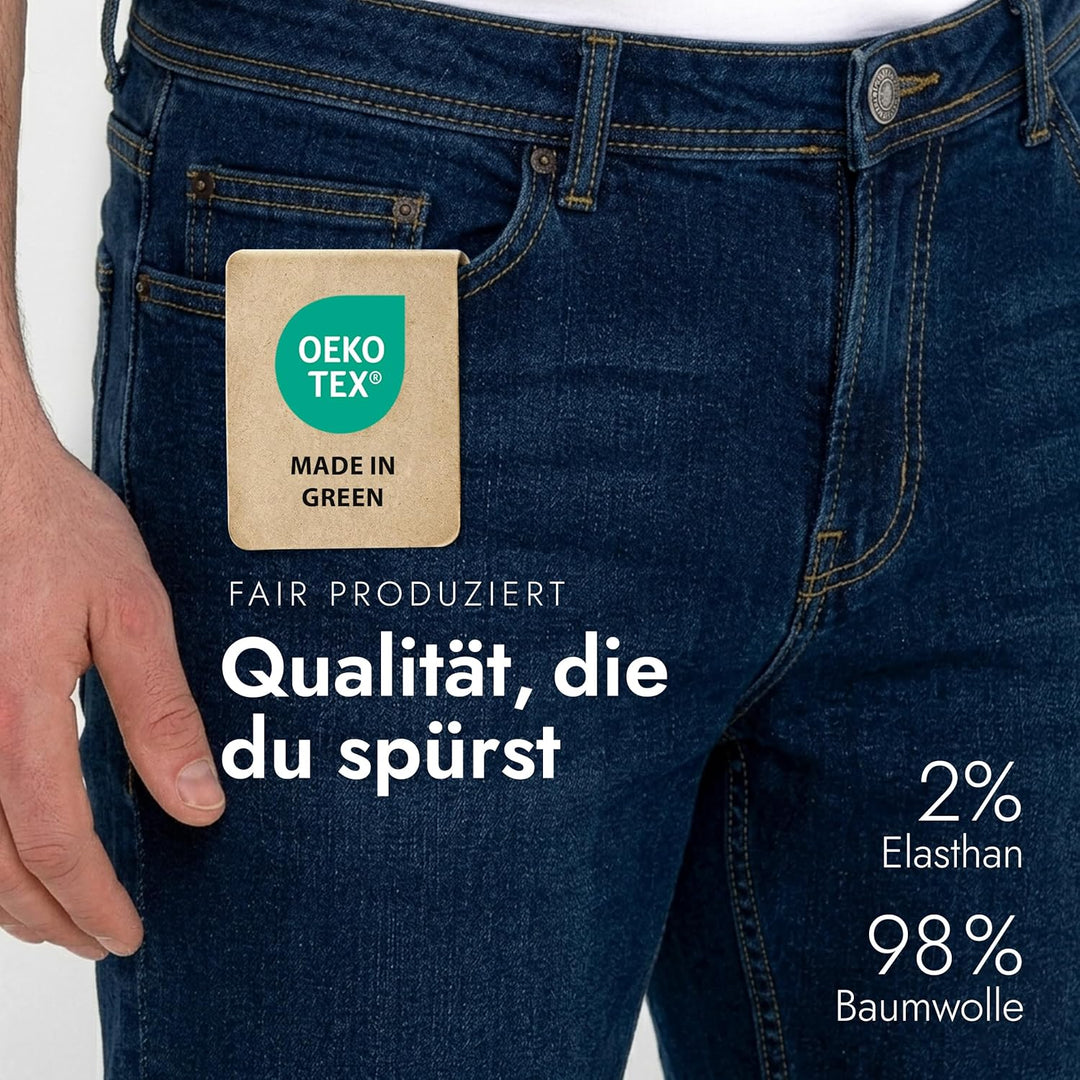 BARBONS Herren Jeans - Bügelleicht - Regular-Fit Stretch - Business Freizeit - Hochwertige Jeans-Hos