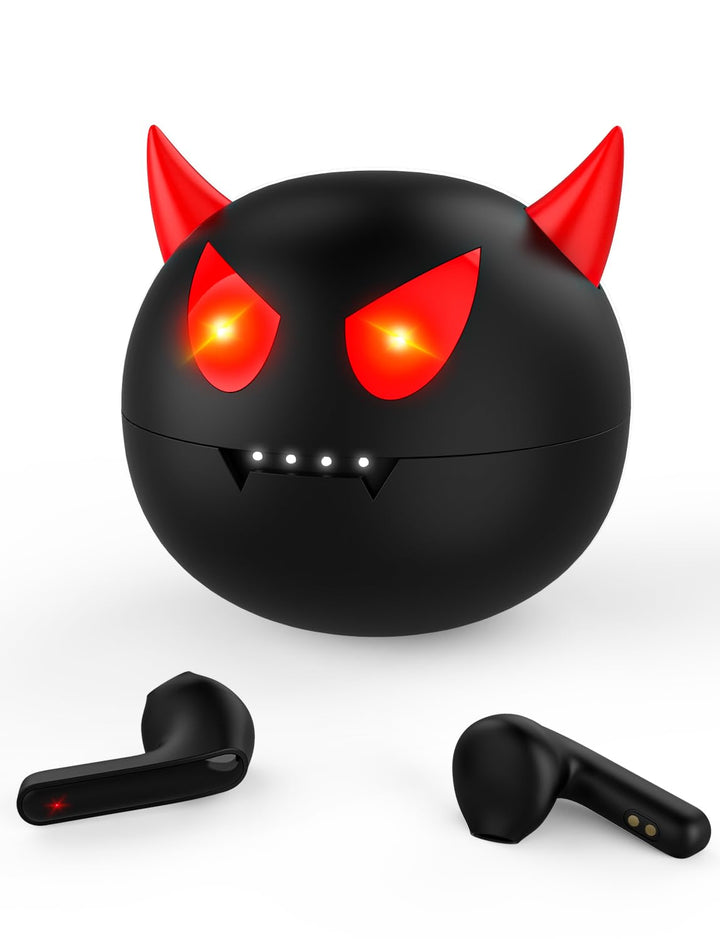 Togetface Drahtlose Kopfhörer für Kinder, Bluetooth Little Devil Kopfhörer mit Ladebox, wasserdichte