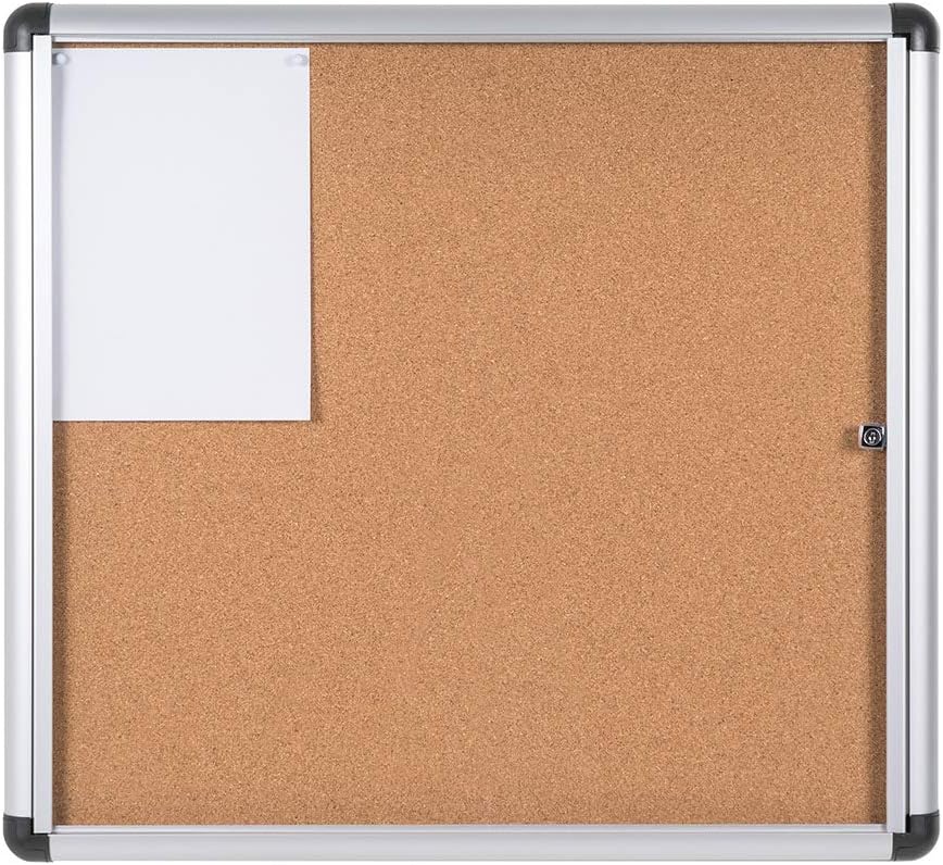 Bi-Office Schaukasten Vitrine"Enclore Extra", Kork, geeignet für 6 x DIN A4, silberner Aluminiumrahm