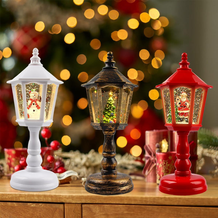 Weihnachts Schneelaterne mit Musik, Schneekugel Laterne Weihnachtskerze, Vintage Weihnachten Wasser