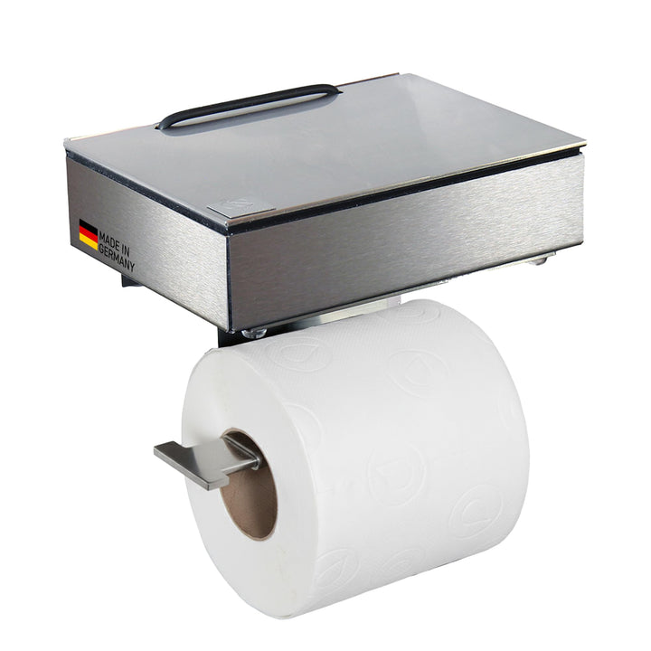 Toilettenpapierhalter mit Feuchttücherbox - Gehäuse Matt & Abdeckung Edelstahl - befüllbar von Links