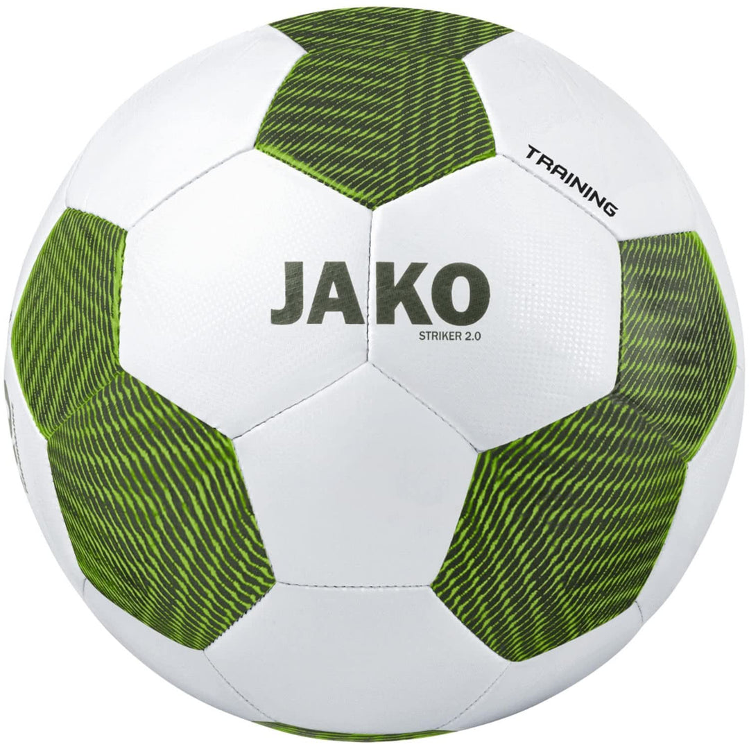 JAKO Fussbälle Trainingsball Striker 2.0, weiss/anthrazit, 5, 2353, Weiss/Khaki/Neongrün