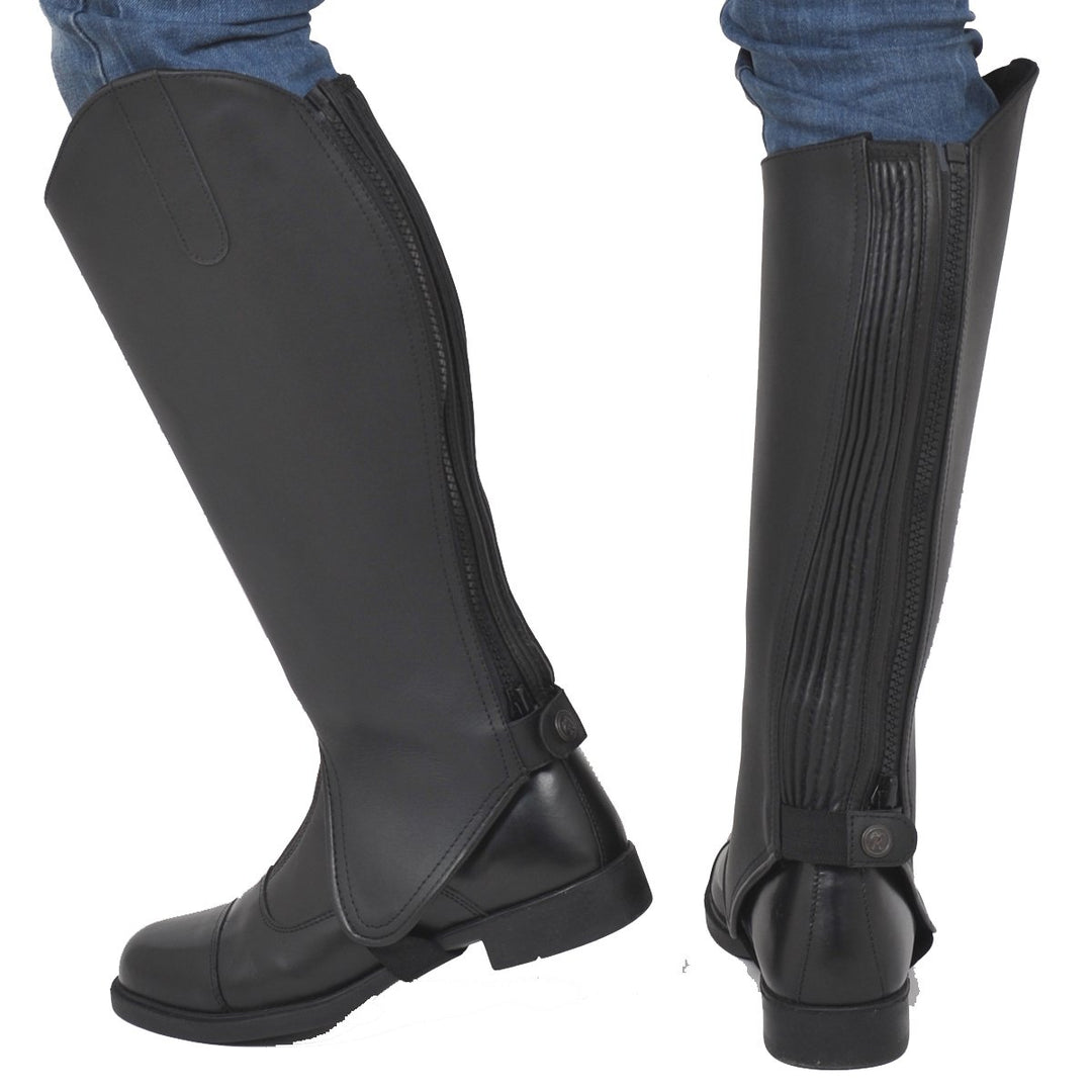 Riders Trend Reiterchaps Leder Premium Rindsleder mit Amara Gefüttert Chaps-Gaiter XS Schwarz, XS Sc