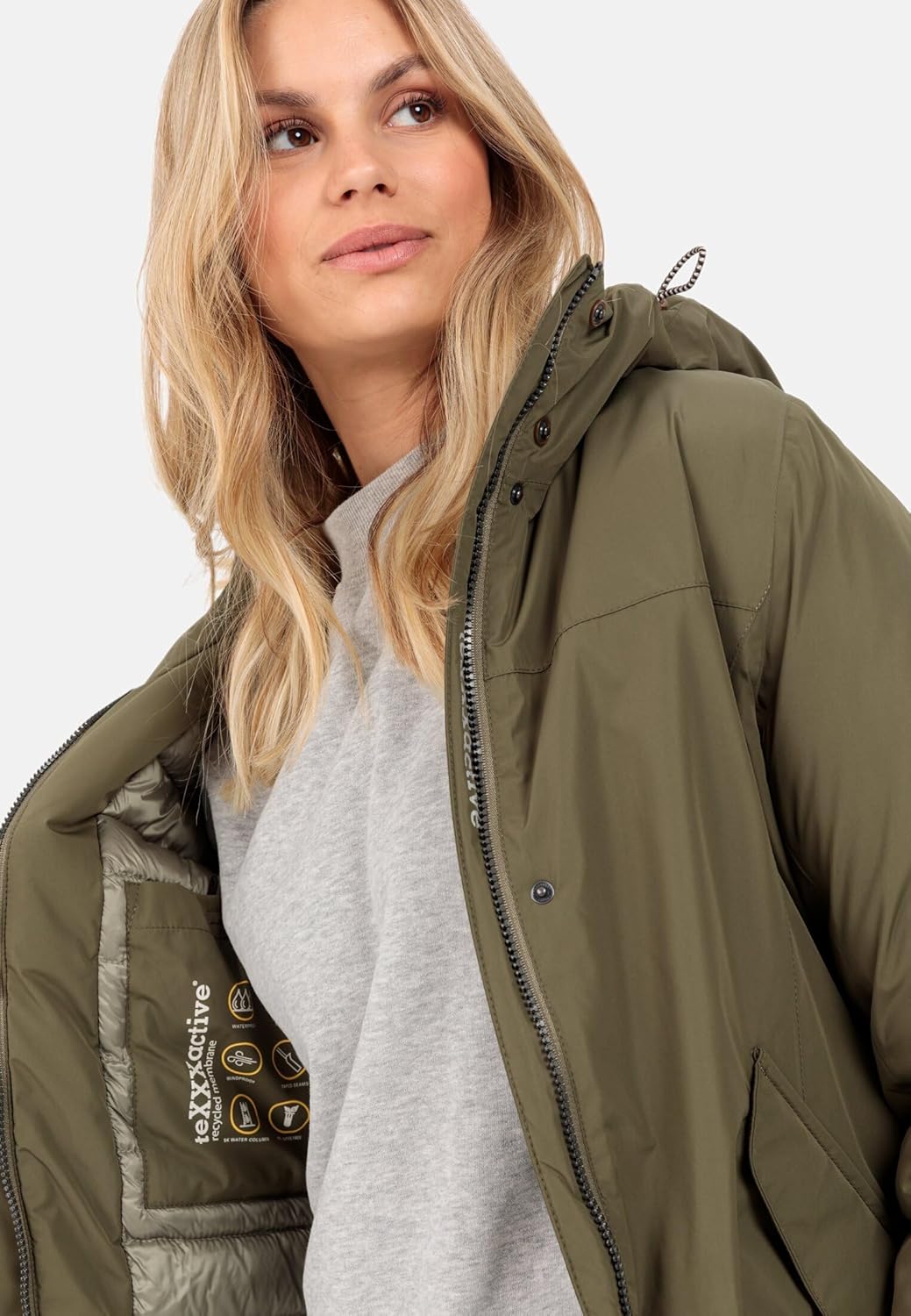 camel active Damen teXXXactive® Funktionsmantel aus recyceltem Polyester 34 Grün, 34 Grün