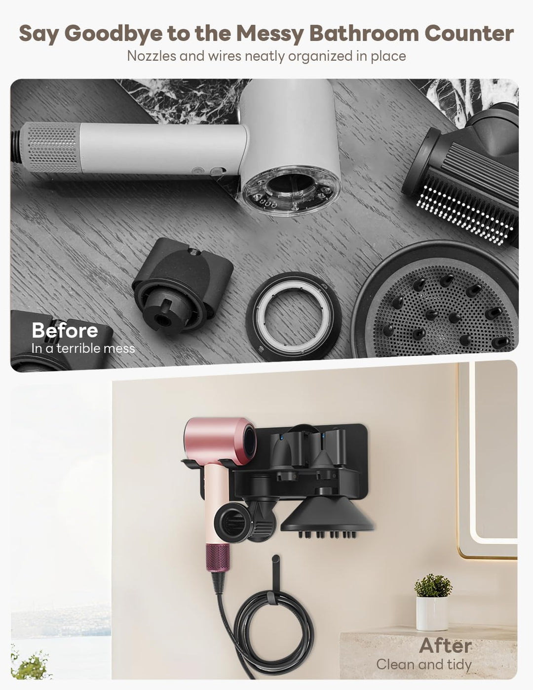 Fönhalter ohne Bohren, Föhn Halterung kompatibel mit Dyson Supersonic Nural, Metall Wandmontage Fönh