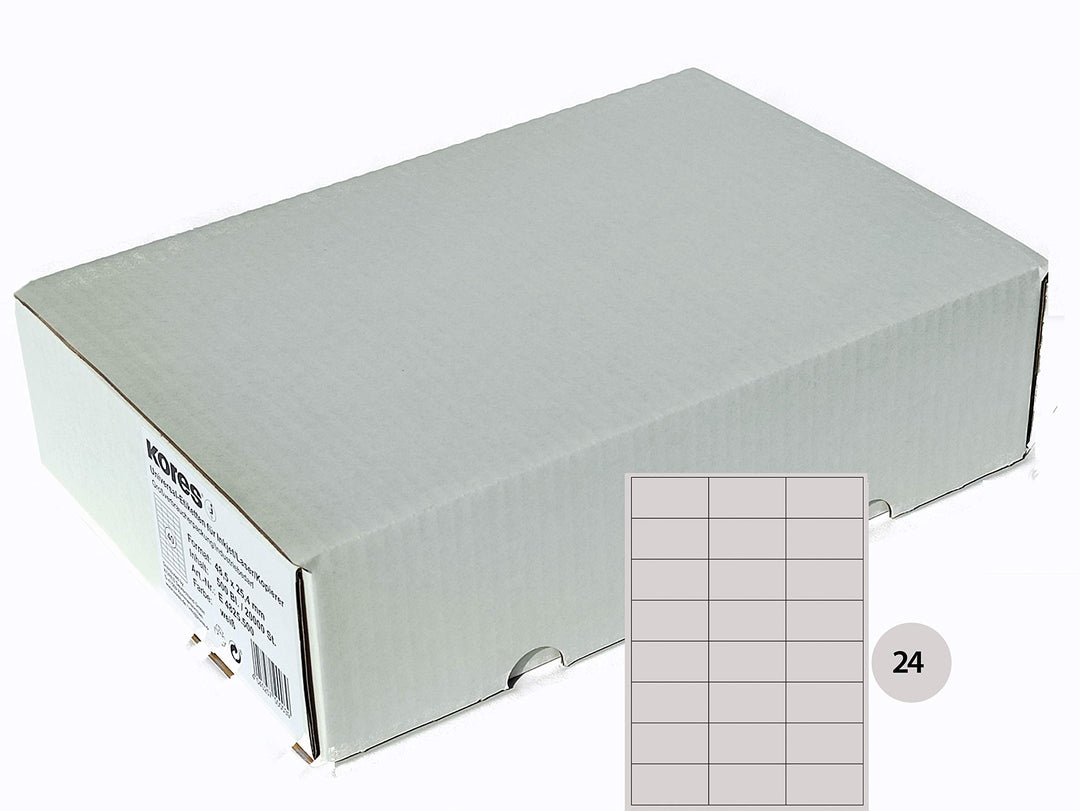 Kores - Universelle selbstklebende rechteckige Etiketten, 500 Blatt Format Weiss mit Etiketten 70 x