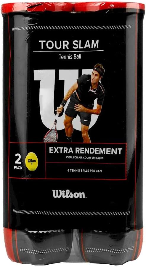 Wilson Tennisbälle Tour Slam für alle Beläge, gelb, 2 Dosen mit je 4 Bällen, WRT115302 Single, Singl