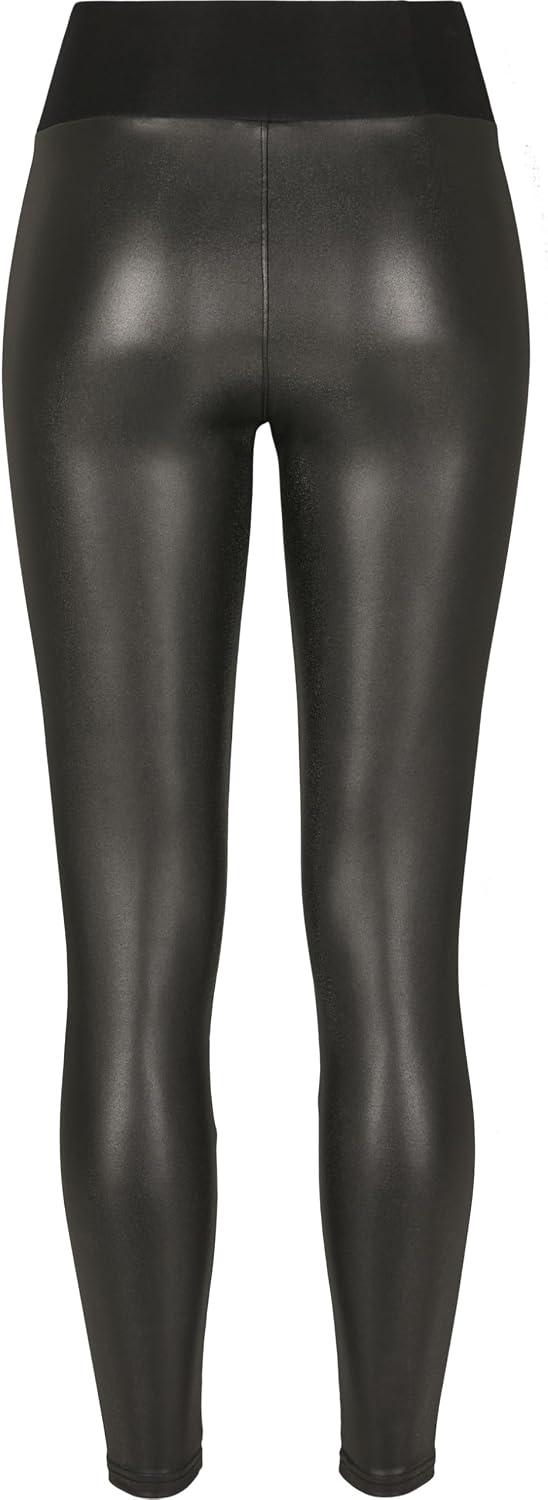 Urban Classics Ladies Faux Leather High Waist Leggings 2-Pack, Damen Leggings, erhältlich in black,