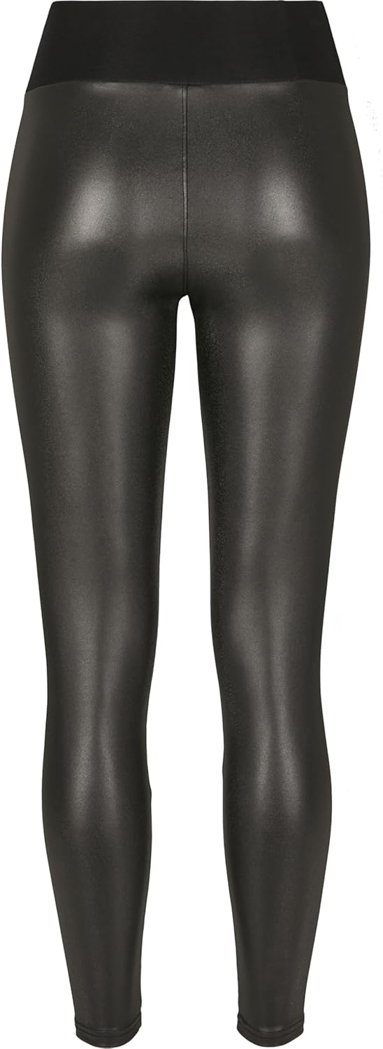 Urban Classics Damen Ladies Faux Leather High Waist Leggings 2-Pack S Black+black, S Black+black