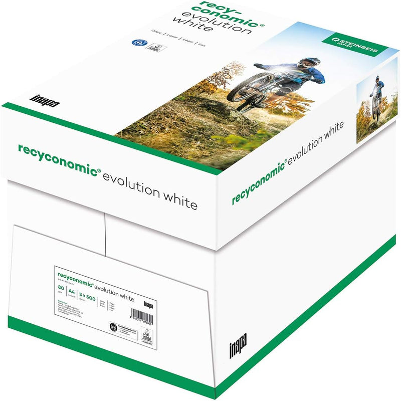 inapa Recycling-Papier, Druckerpapier Recyconomic evolution white, 80 g/m ², A4, 2500 Blatt (5x500),