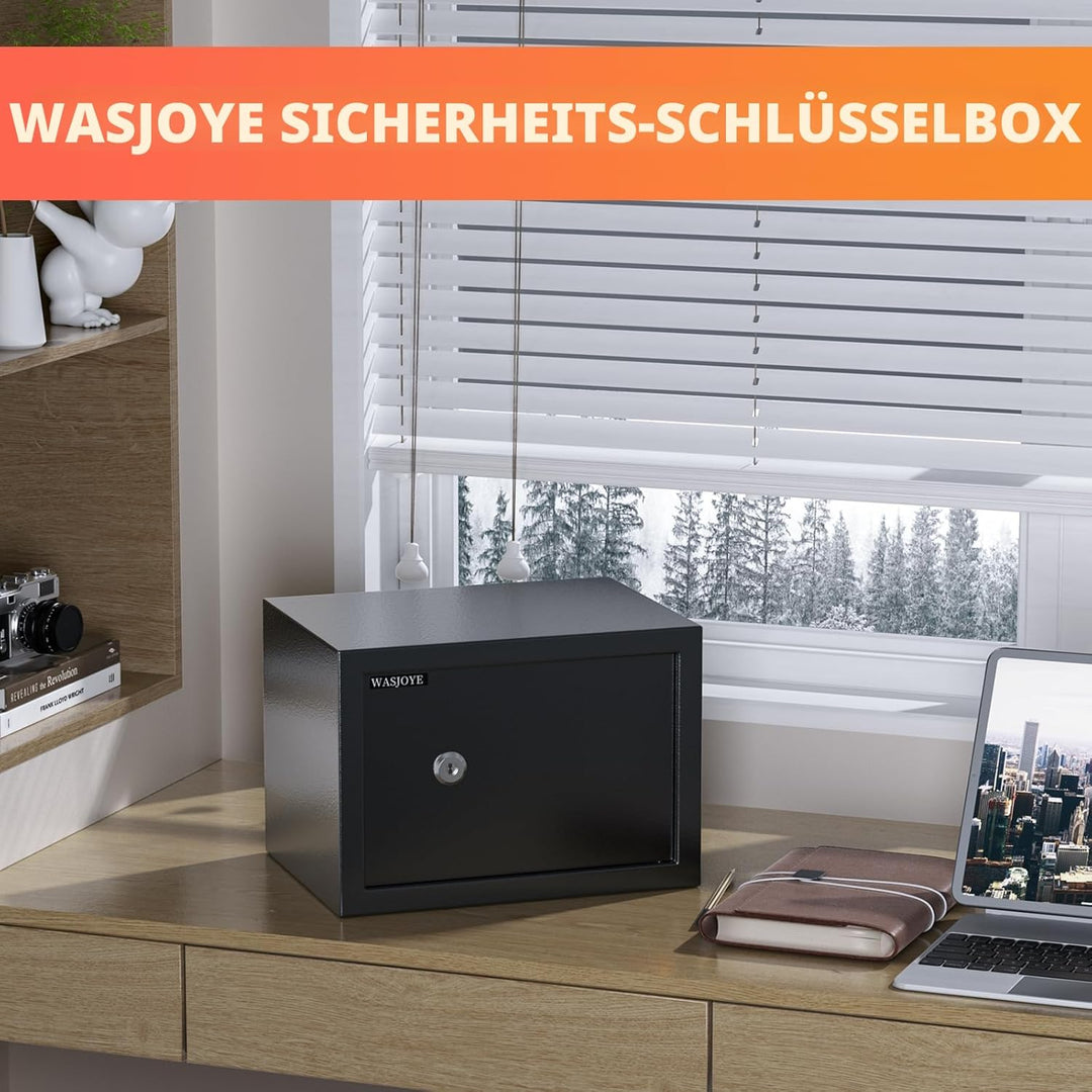 Safe Tresor mit Schlüssel, WASJOYE Möbeltresor mit Schlüssel-Schloss für Zuhause/Büro, 16L Wandtreso
