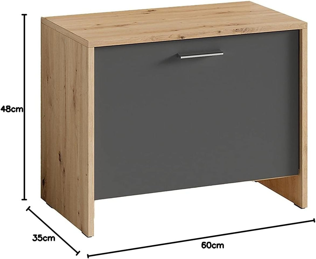 byLIVING Sitzbank Ben/Schuhschrank in Artisan Eiche-Optik Hellbraun/Front anthrazit/kleine Flur-Komm