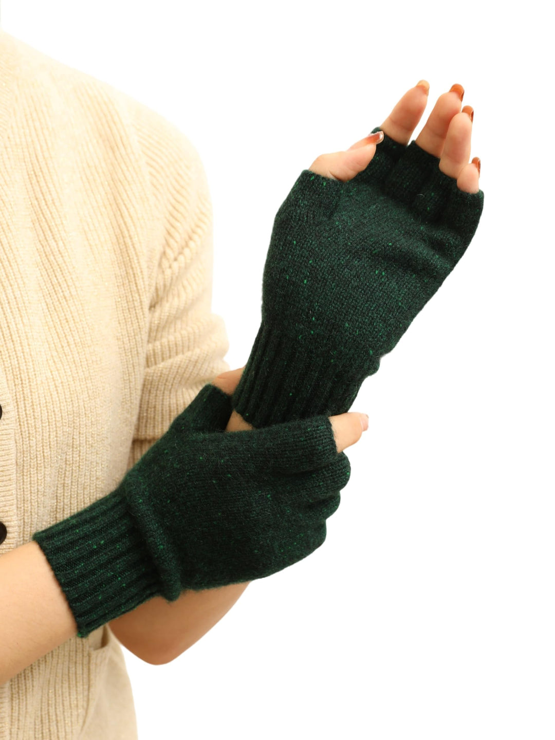 Prettystern Damen Herren Kaschmir-Wolle Halbfinger kurzfinger-handschuhe Handschuhe Handstulpen für