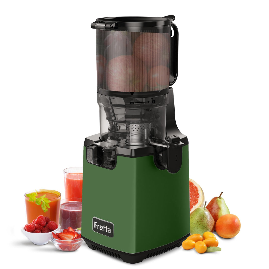 Fretta Entsafter Slow Juicer Testsieger, Entsafter Gemüse und Obst, 135MM Öffnung und 1,8L Juicer Ma
