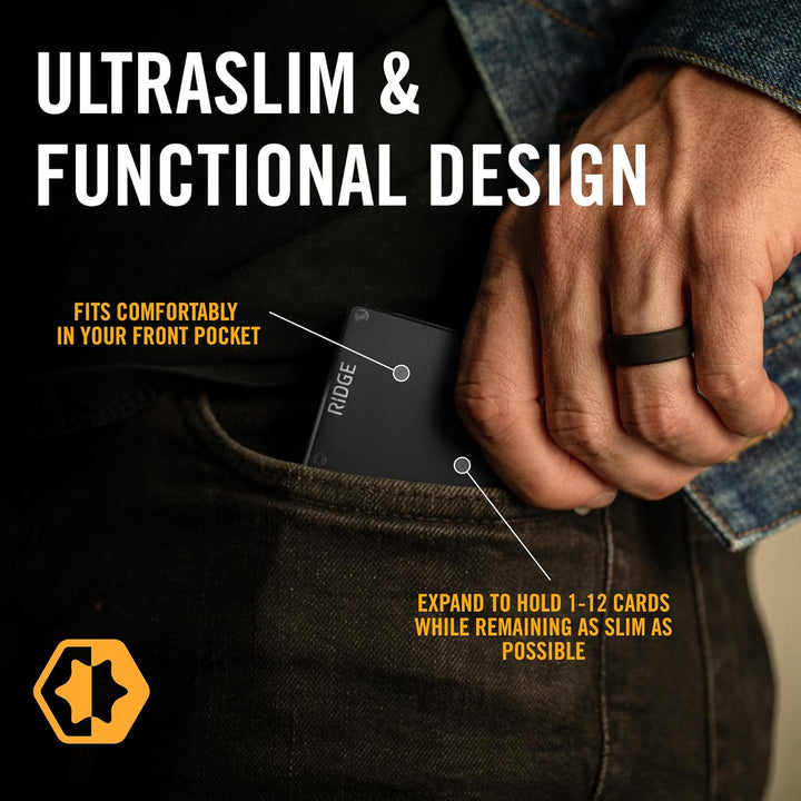 The Ridge Minimalist Slim Wallet for Men – Kreditkartenetui mit RFID-Blockierung auf der Vordertasch