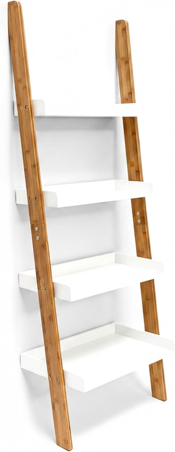 Relaxdays, 4 Regale , Leiterregal, Weiss, 144 x 56 x 34 cm Single, Single