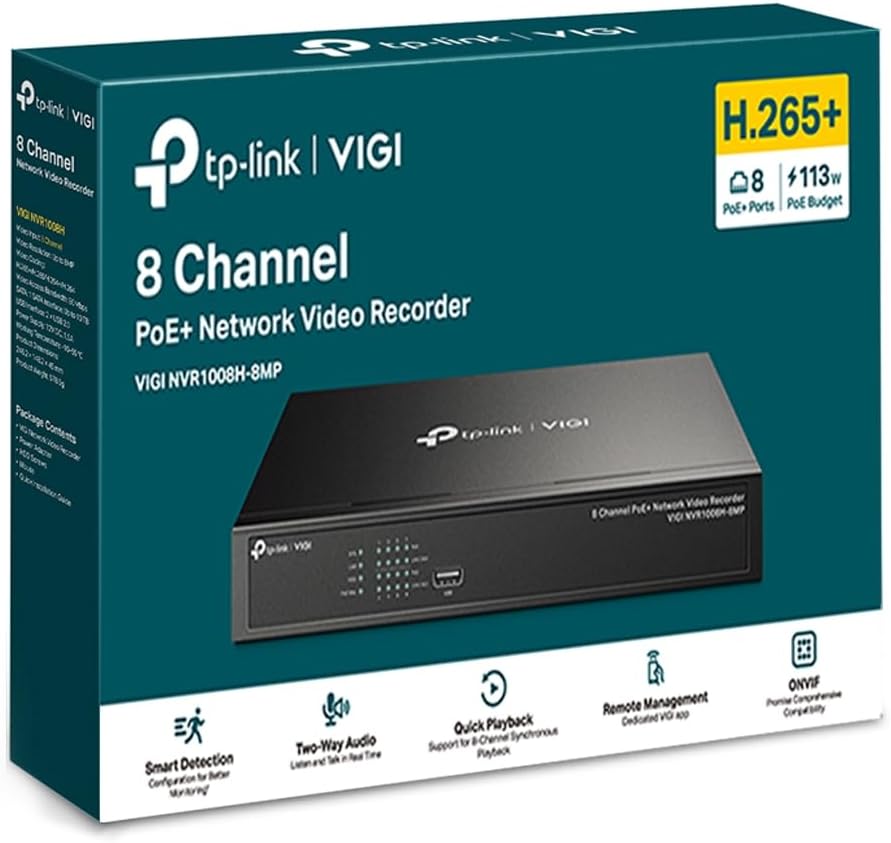 TP-Link VIGI NVR1008H-8MP Netzwerk-Videorekorder (NVR) Schwarz