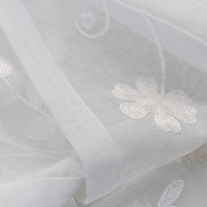 Transparente Vorhänge Mit Blumenstickerei, 114 cm Länge, Stangentasche, Voile für Wohnzimmer, Schlaf
