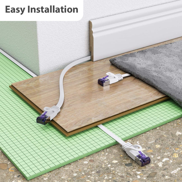 deleyCON 30m Flaches Cat7 Netzwerkkabel (Cat 7 mit 10 Gbit/s) Gigabit LAN - RJ45 Ethernet Patchkabel