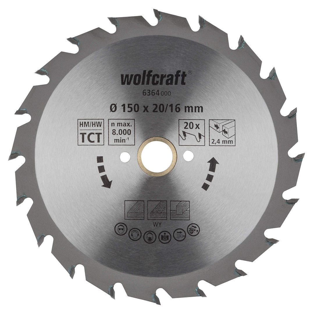 wolfcraft Handkreissägeblatt HM, Serie, Silber, 150 X 20, 150 X 20