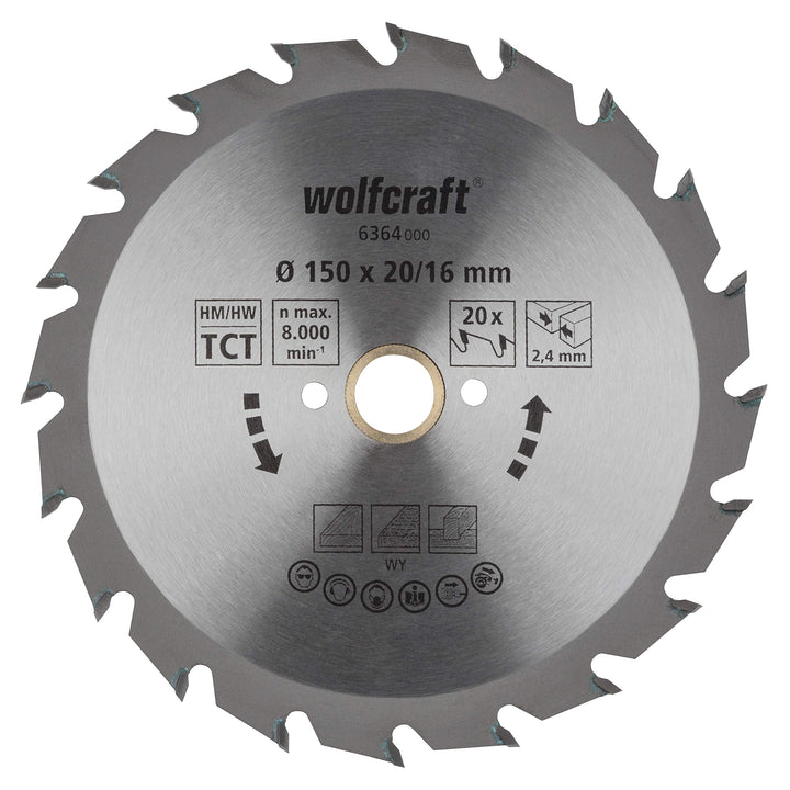 wolfcraft Handkreissägeblatt HM, Serie, Silber, 150 X 20, 150 X 20