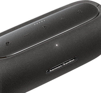 Harman Kardon Luna Bluetooth-Box in Schwarz – Tragbarer, wasserdichter Bluetooth-Lautsprecher – Bis