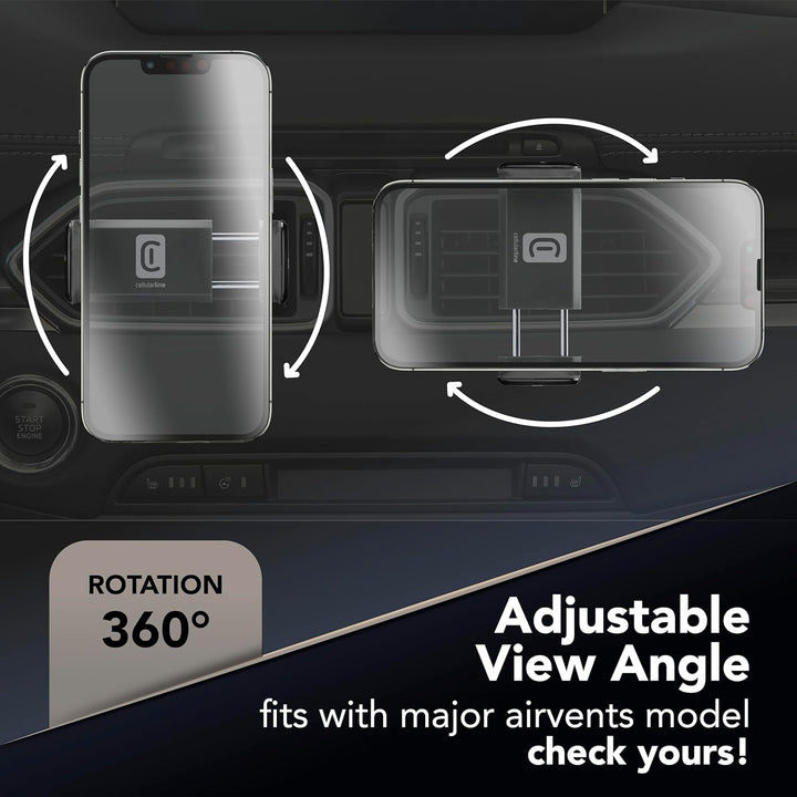 cellularline - Spin AIR - Smartphone Halterung fürs Auto - Kompatibel mit Standard-Luftauslässen - 3