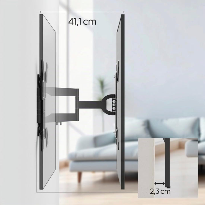 Hama TV Wandhalterung schwenkbar, neigbar, Slim (TV Halterung 37-90 Zoll, VESA 100x100 bis VESA 600x