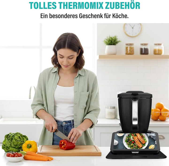 Acryl Gleitbrett für Thermomix TM7 – Mit Einem Griff + Verschiebbar Rutschfest Gummistopfen des Schn