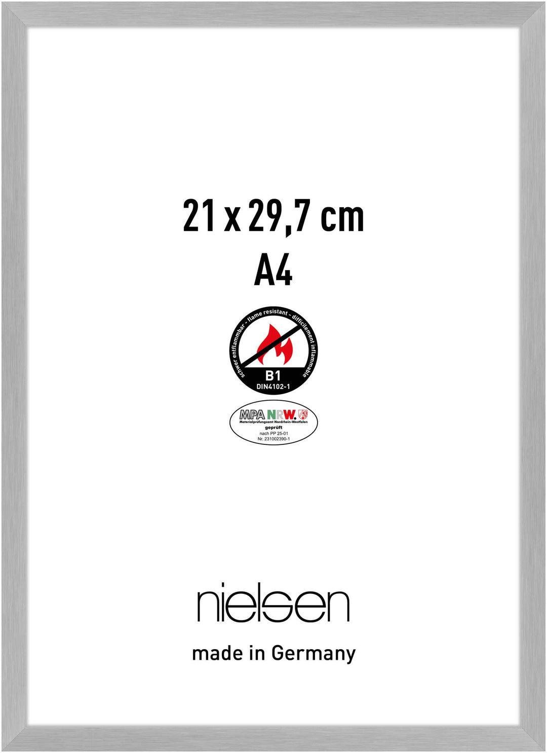 nielsen Aluminium Bilderrahmen C2-B1, 21x29,7 cm (A4), Struktur Silber Matt Struktur Silber Matt 21