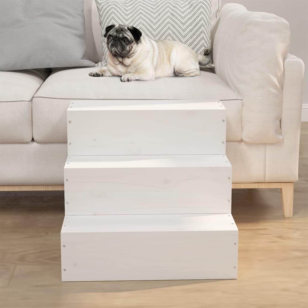 Haustiertreppe für Hunde und Katzen, robuste Holztreppe aus massivem Kiefernholz, Aufstiegshilfe für
