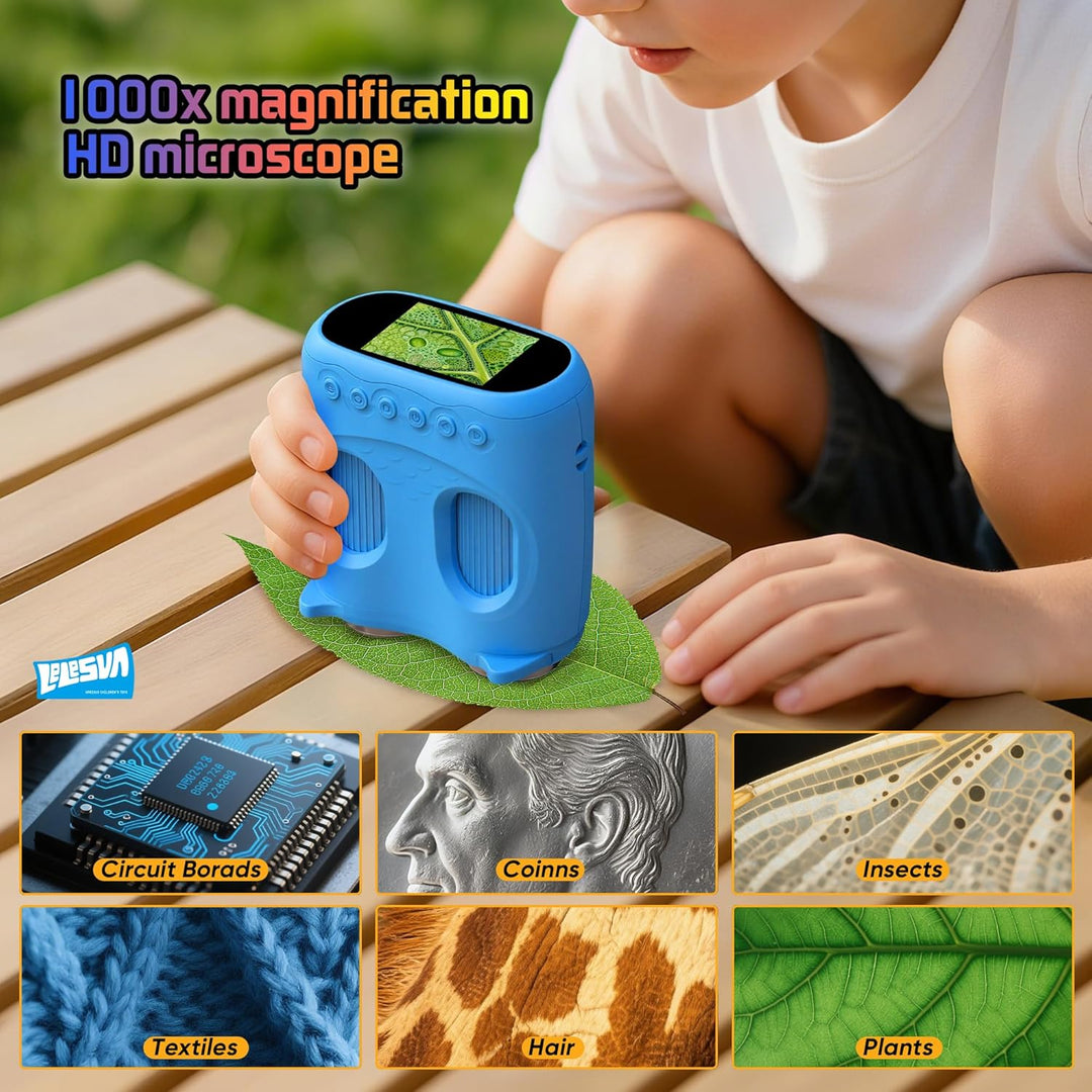 2-in-1-Mikroskop und Teleskop, tragbares Mini-Taschen-Mikroskop, 1000 x Handmikroskop, 1000 m, 10-fa