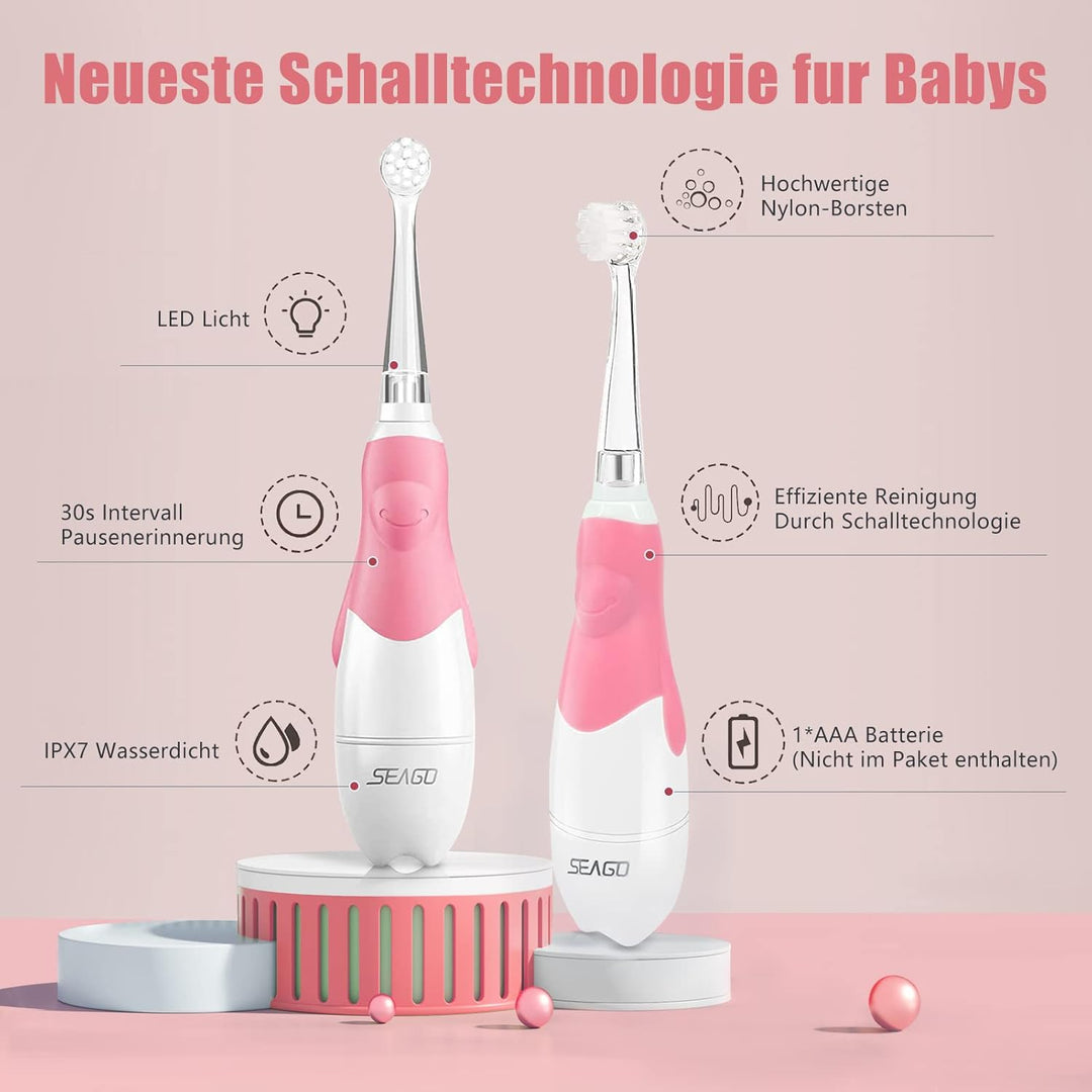 SEAGO SG-513 Elektrische Zahnbürste Kinder Baby Kinderzahnbürste Elektrisch ab 0-3 Jahre mit LED Lic