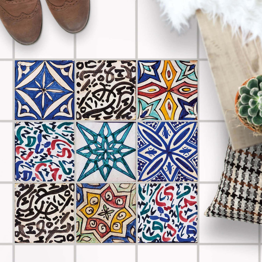 PVC Klebe-Fliesen für - [ Boden Fliesen ] - Aufkleber Folie Sticker für Boden-Fliesen - Küche oder B