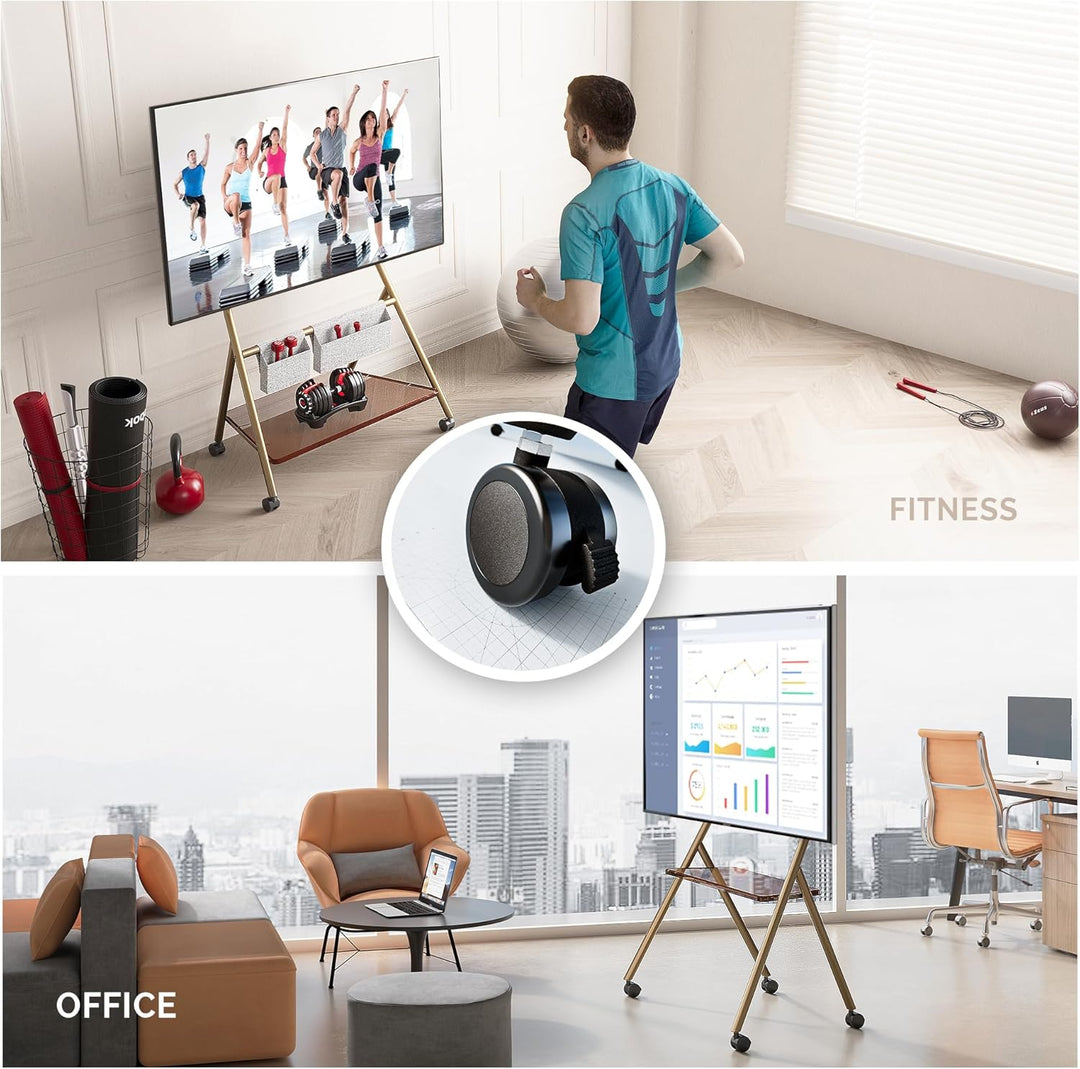FITUEYES Design TV Ständer Höhenverstellbar &amp; Rollbar, TV Standfuss für 55-78 Zoll Fernseher bis 45k