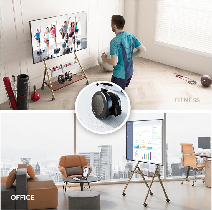 FITUEYES Design TV Ständer Höhenverstellbar &amp; Rollbar, TV Standfuss für 55-78 Zoll Fernseher bis 45k