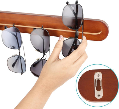 Kurtzy 3er Pack Brillenhalter Wand Hänge Organizer aus Holz - Aufbewahrung Hängend Brillen Organizer