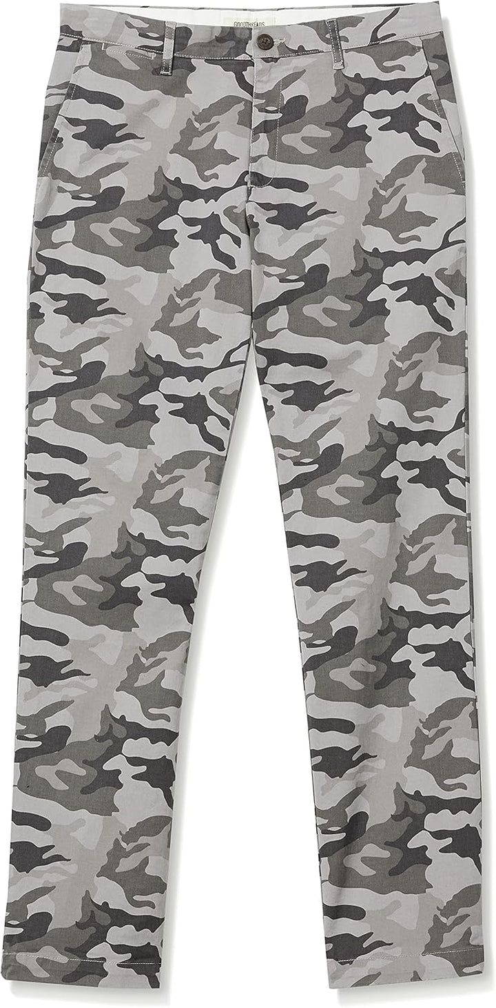 Goodthreads Herren Chinohose, Komfortabler, Gewaschener Stretch, Gerade Geschnitten 28W / 34L Grau,