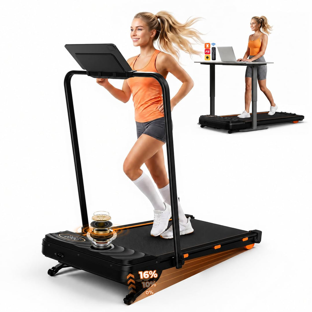 JAGJOG Walking Pad mit 16% Auto-Steigung und Bluetooth-Lautsprecher | Klappar,1-12km/h,2.5PS-Motor,A