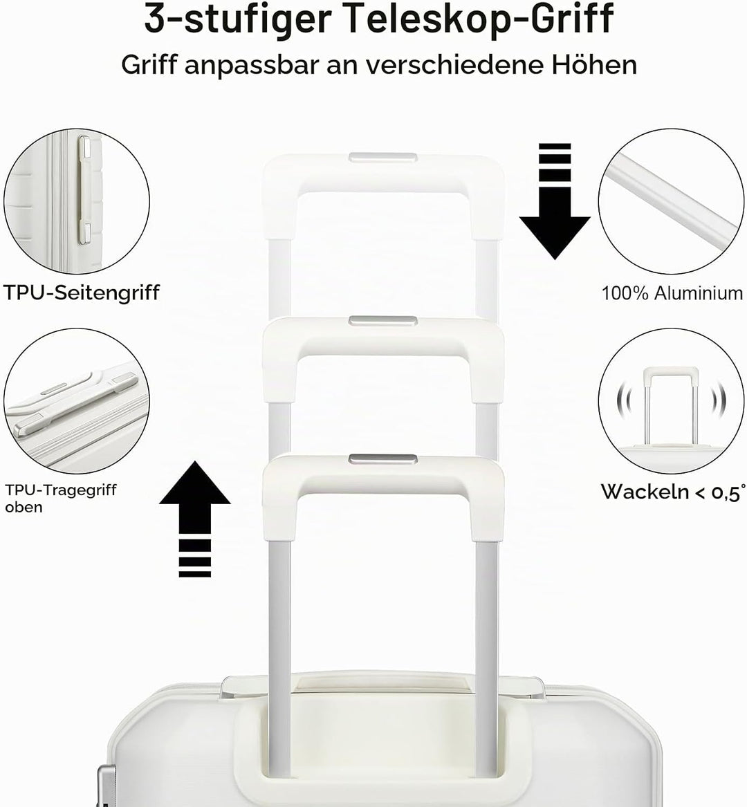 Sea choice Hartschalen Koffer Trolley Erweiterbar Kabinen Handgepäck 100% PP Leicht Reisekoffer mit