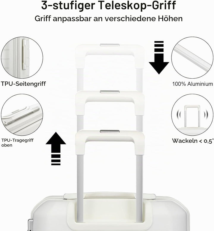 Sea choice Hartschalen Koffer Trolley Erweiterbar Kabinen Handgepäck 100% PP Leicht Reisekoffer mit