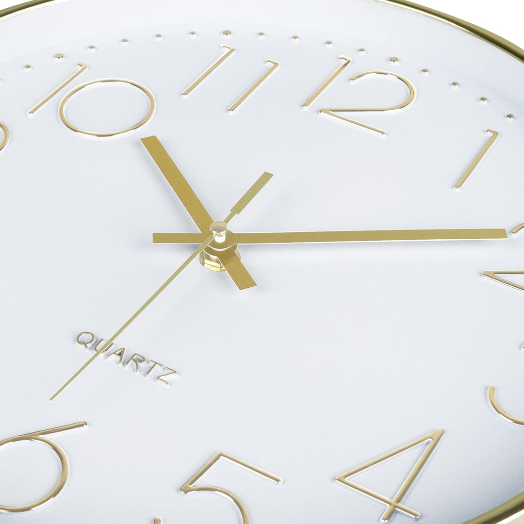 Lafocuse 3D Ziffern Lautlos Wanduhr Gold, 30cm Modern Ohne Tickgeräusche, Quartz Wanduhr Analog Leic