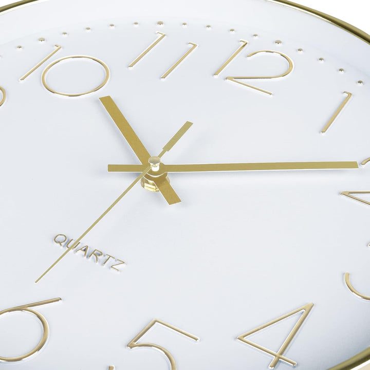 Lafocuse 3D Ziffern Lautlos Wanduhr Gold, 30cm Modern Ohne Tickgeräusche, Quartz Wanduhr Analog Leic