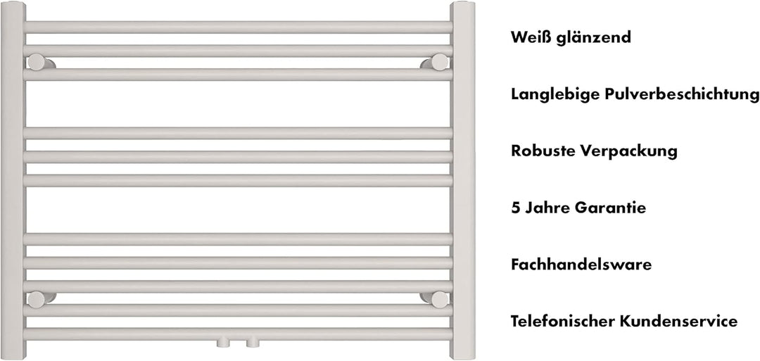 SHV Badheizkörper mit Mittelanschluss in weiss | Heizkörper für Badezimmer, Handtuchhalter für Wand