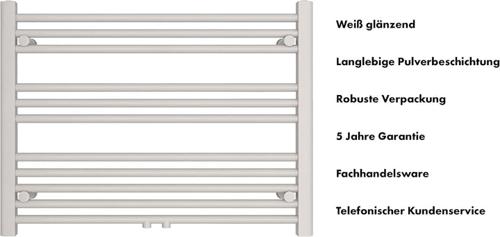 SHV Badheizkörper mit Mittelanschluss in weiss | Heizkörper für Badezimmer, Handtuchhalter für Wand